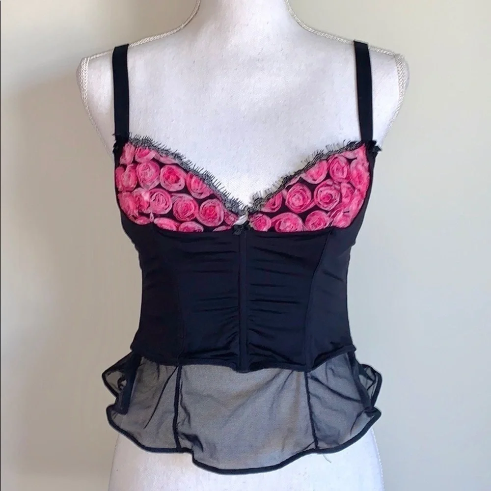 Mesh Rosette Floral Bustier Corset